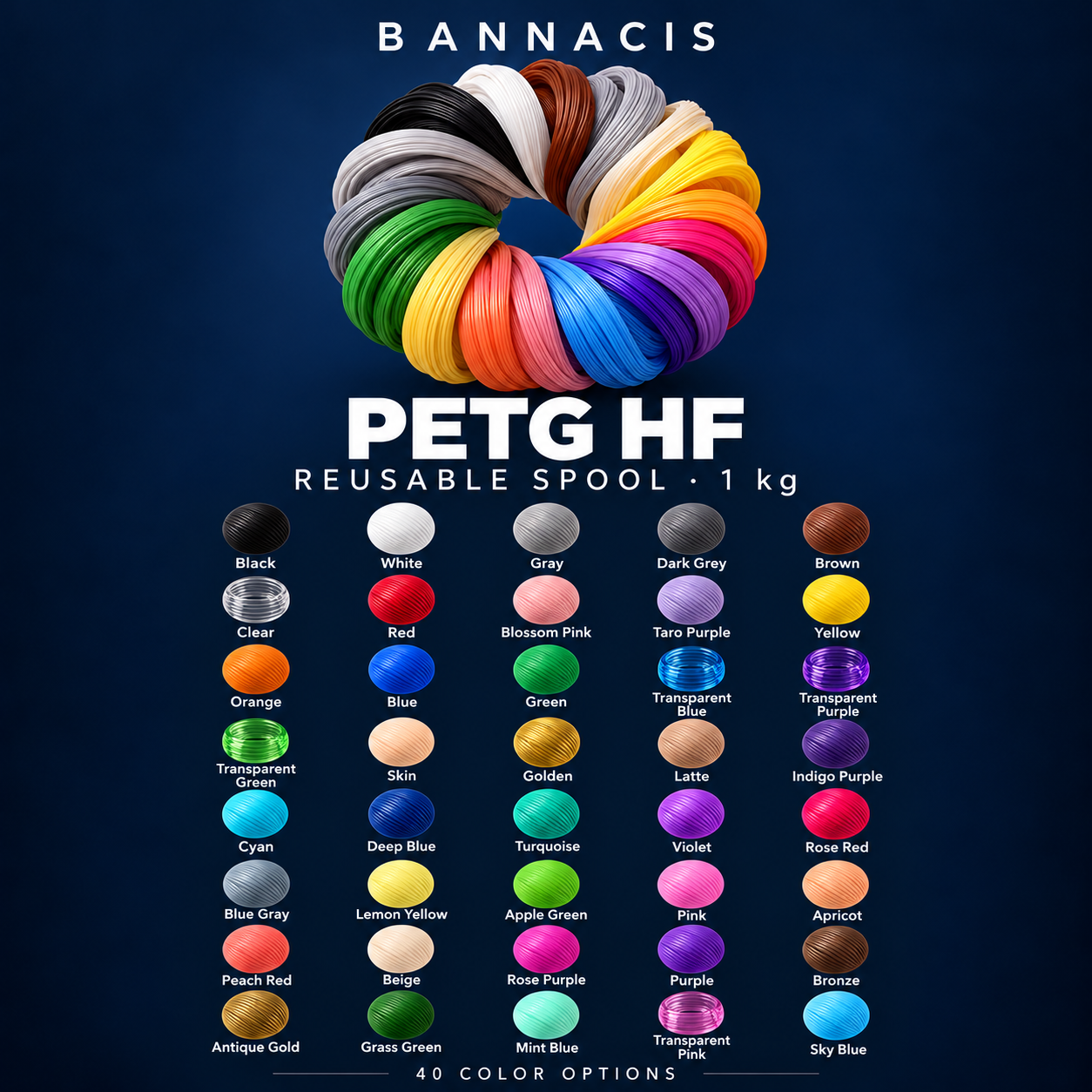 Bannacis PETG HF - Reusable spool (1 kg) — Preorder