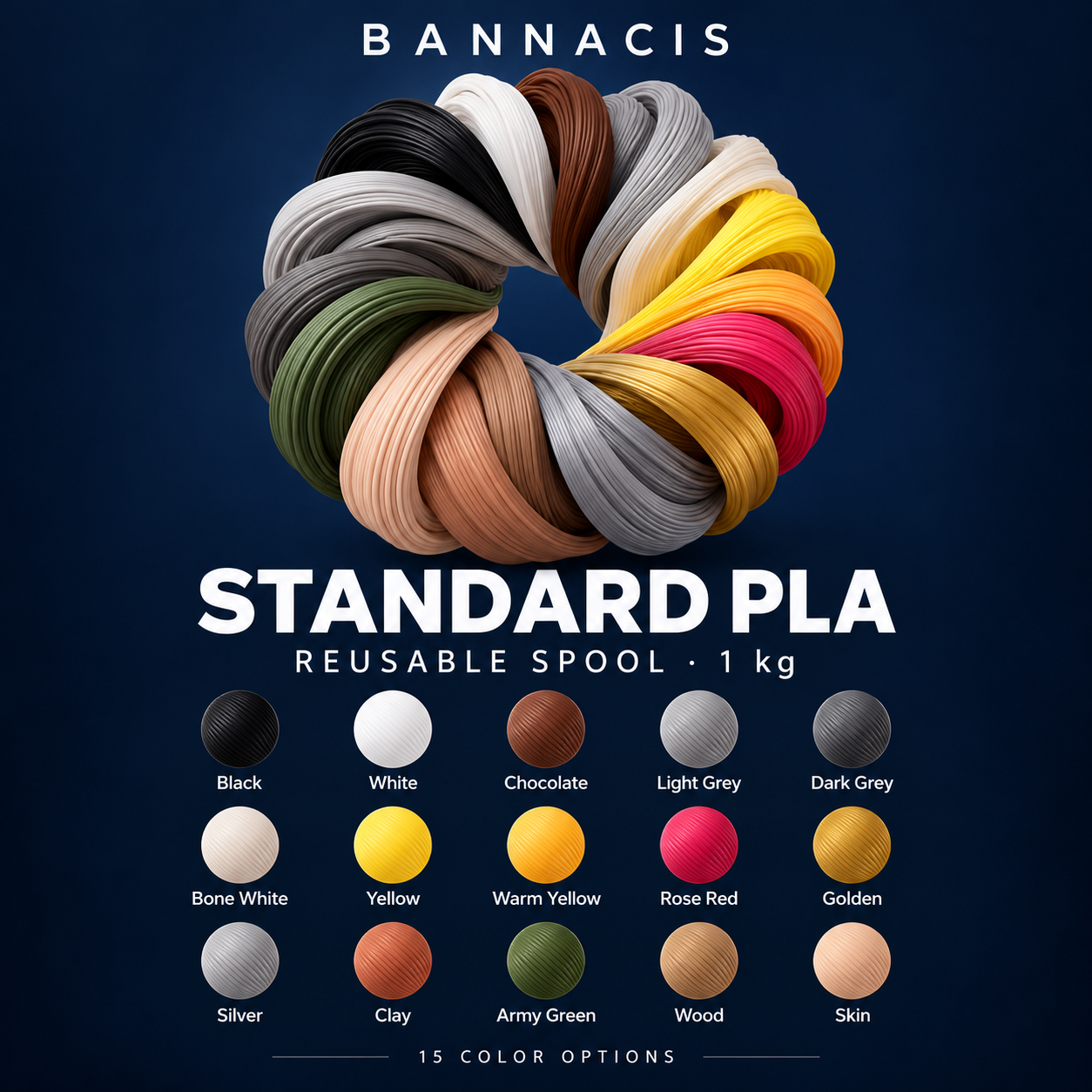 Bannacis Standard PLA - Reusable spool (1 kg)
